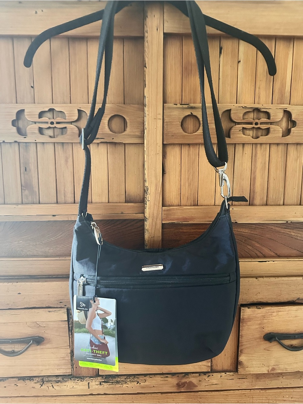 TRAVELON Black Women's Crossbody Bag - Lightweight Everyday Shoulder Bag